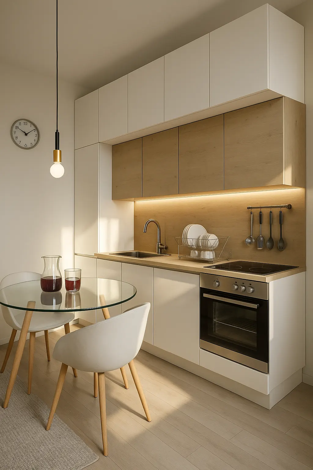 Cozinha com bancada e zona de refeições